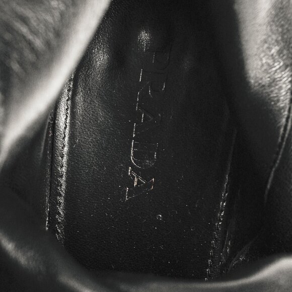 Prada Black Leather Almond-Toe Ankle Boots - Picture 10 of 10